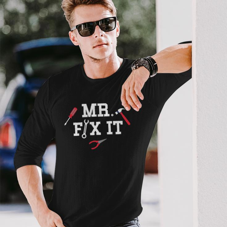 Mr Fix It Fathers Day Hand Tools Papa Daddy Long Sleeve T-Shirt T-Shirt Gifts for Him