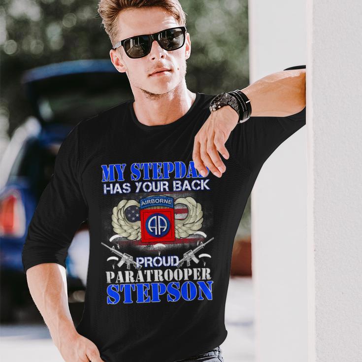 My Stepdad Has Your Back Proud Army 685 Shirt Unisex Long Sleeve Gifts for Him