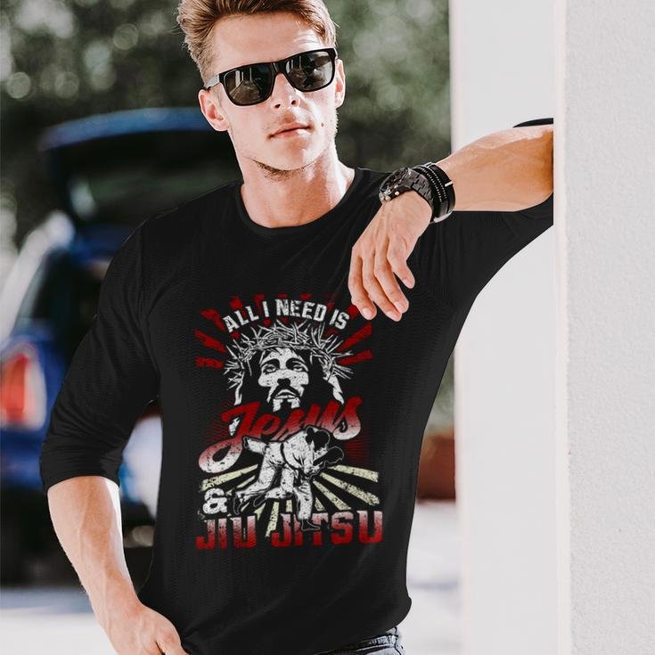 All I Need Is Jesus And Jiu Sitsu Combat Sport Dd Long Sleeve T-Shirt Gifts for Him