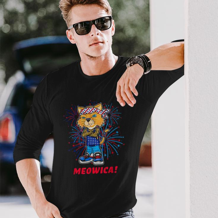 Orange Tabby Gangsta Cat Tattoos Bandana July 4Th Cat Lover Long Sleeve T-Shirt T-Shirt Gifts for Him