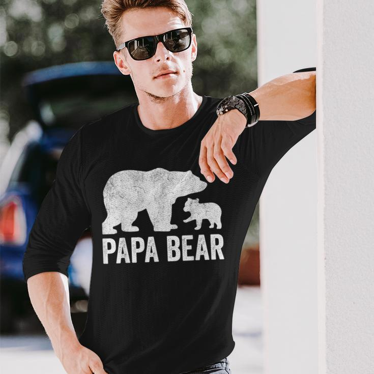 Papa Bear Fathers Day Grandad Fun 1 Cub Kid Grandpa Long Sleeve T-Shirt Gifts for Him