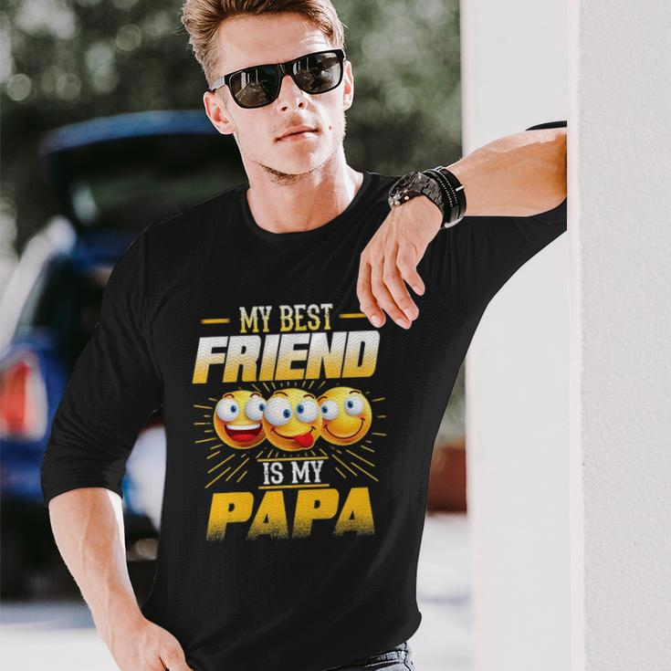 Papa Tee My Best Friend Is My Papa Tees Long Sleeve T-Shirt T-Shirt Gifts for Him