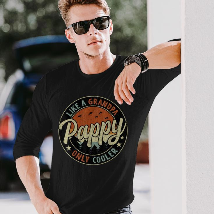 Pappy Like A Grandpa Only Cooler Vintage Retro Fathers Day Long Sleeve T-Shirt Gifts for Him
