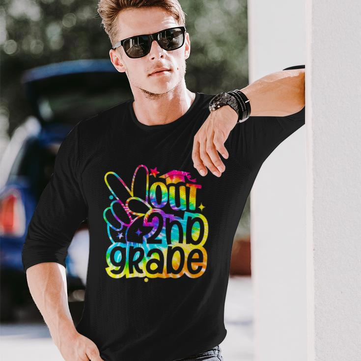 Peace Out 2Nd Grade Graduation Last Day Of School Tie Dye Long Sleeve T-Shirt T-Shirt Gifts for Him
