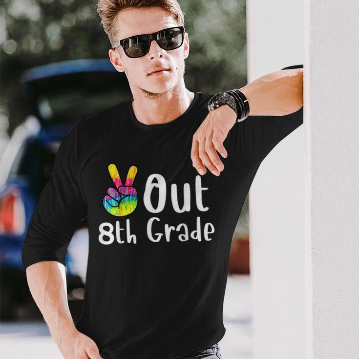 Peace Out 8Th Grade Tie Dye Graduation Class Of 2022 Virtual V2 Long Sleeve T-Shirt T-Shirt Gifts for Him
