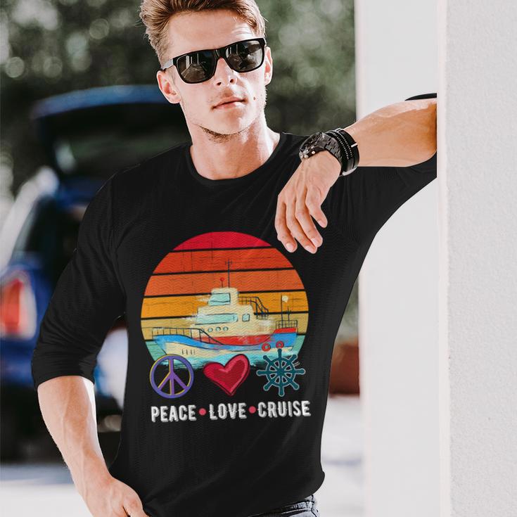 Peace Love Cruising Family Cruise Vacation Matching Gift V2 Unisex Long Sleeve Gifts for Him