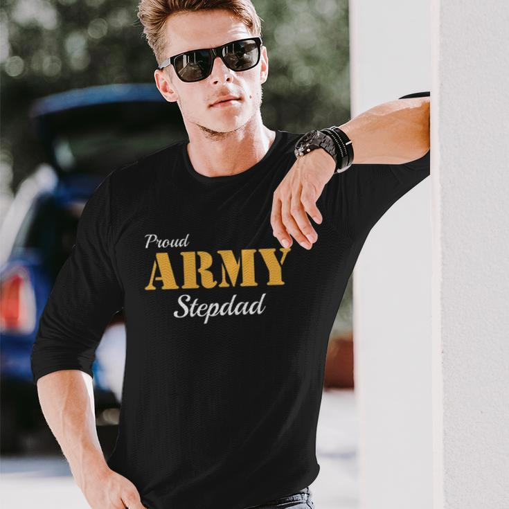 Proud Army Stepdad Fathers Day Long Sleeve T-Shirt T-Shirt Gifts for Him