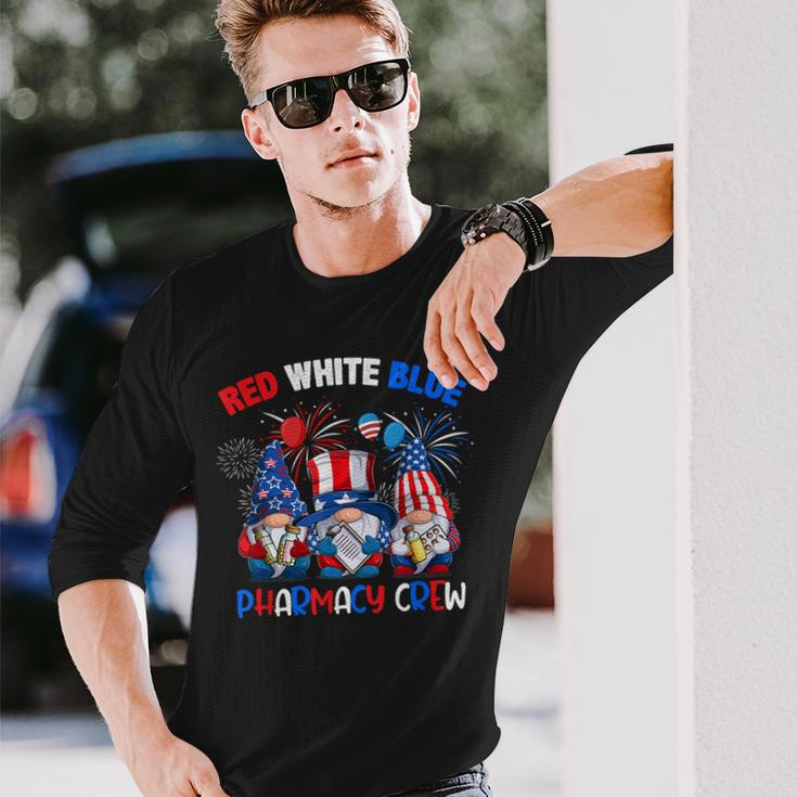 Red White Blue American Pharmacy Crew Gnome 4Th Of July Long Sleeve T-Shirt Gifts for Him