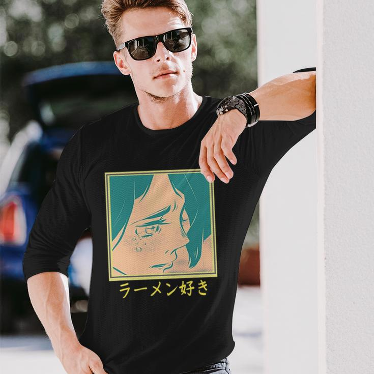 Retro 90S Japanese Aesthetic Waifu Anime Graphic Long Sleeve T-Shirt Gifts for Him
