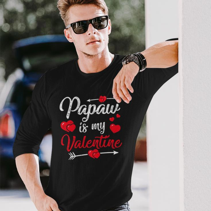 Retro Hearts Papaw Is My Valentines Day Fathers Day Long Sleeve T-Shirt T-Shirt Gifts for Him
