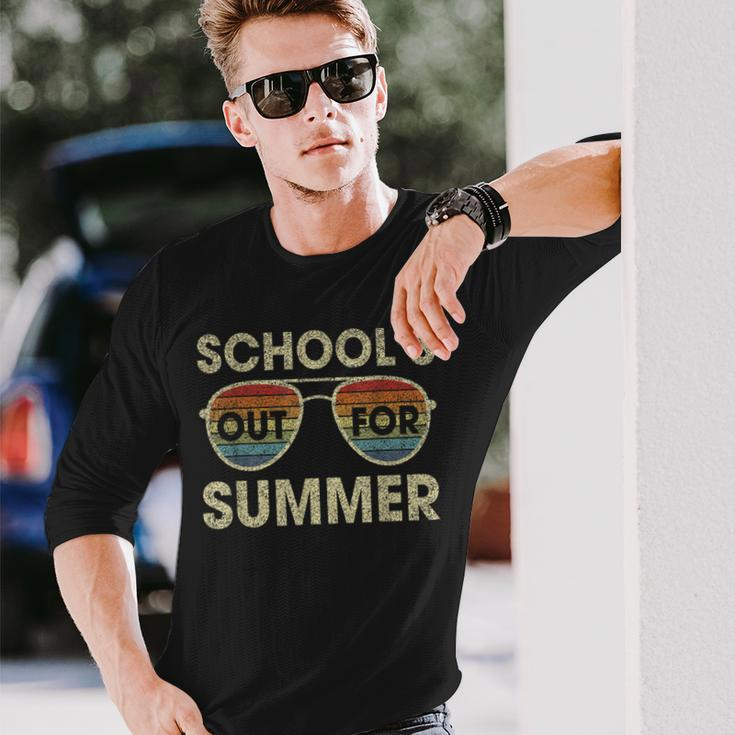 Retro Last Day Of School Schools Out For Summer Teacher V2 Long Sleeve T-Shirt T-Shirt Gifts for Him