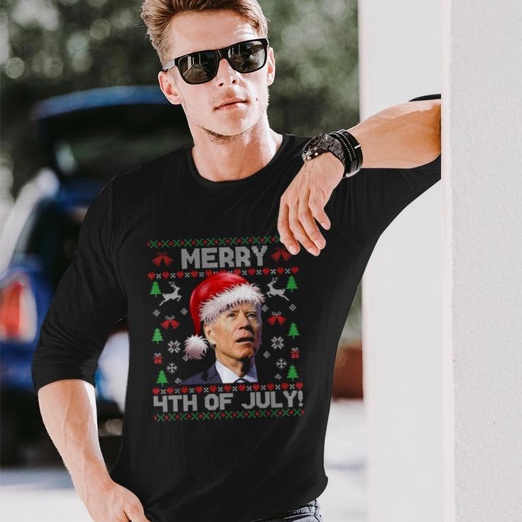 Santa Joe Biden Merry 4Th Of July Ugly Christmas Long Sleeve T-Shirt T-Shirt Gifts for Him