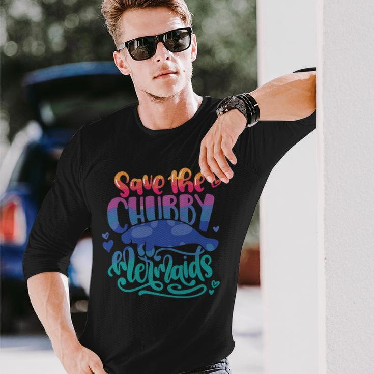 Save The Chubby Mermaids Mermaid Long Sleeve T-Shirt Gifts for Him
