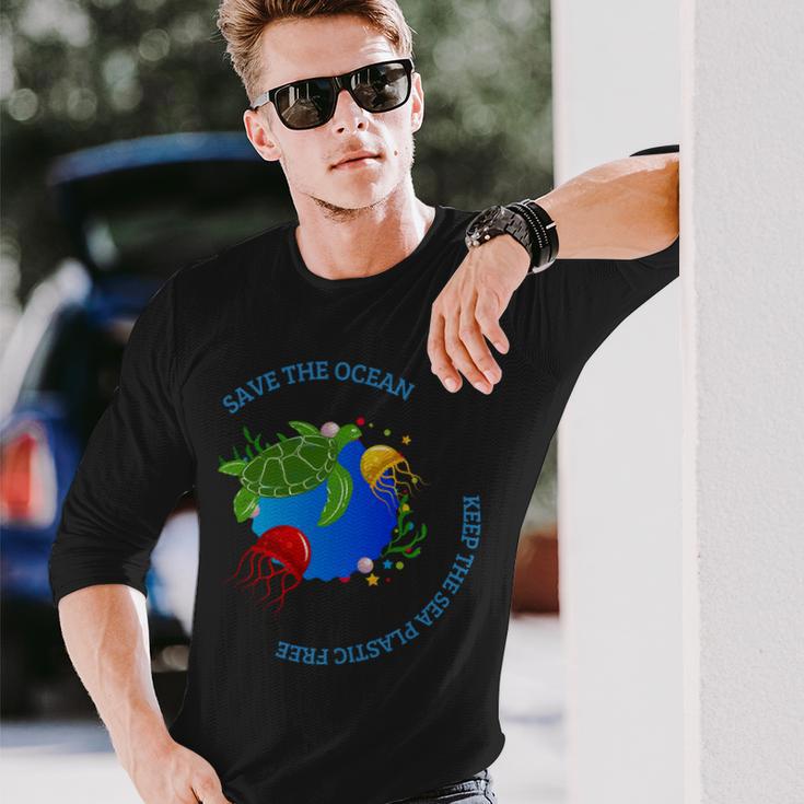 Save The Ocean Keep The Sea Plastic Free Unisex Long Sleeve Gifts for Him