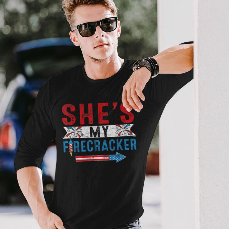 Shes My Firecracker 4Th July Matching Couples For Him Long Sleeve T-Shirt Gifts for Him