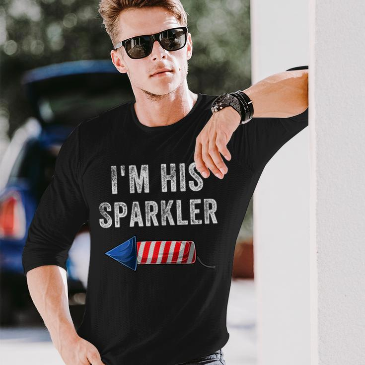 Im His Sparkler His And Her 4Th Of July Matching Couples Long Sleeve T-Shirt Gifts for Him