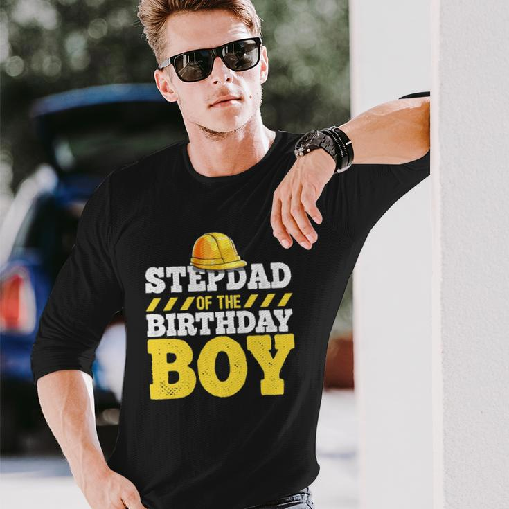 Stepdad Of The Birthday Boy Construction Hat Birthday Party Long Sleeve T-Shirt T-Shirt Gifts for Him