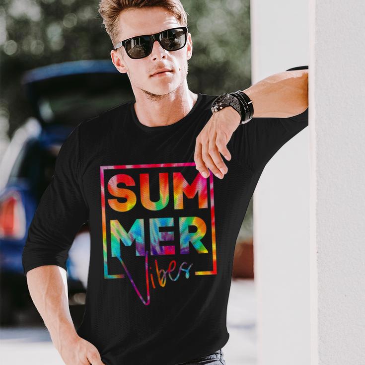 Summer Vibes Tie Dye Hello Summer Vacation Unisex Long Sleeve Gifts for Him