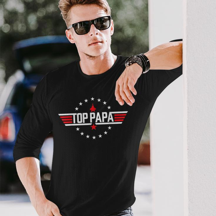 Top Papa Birthday Gun Jet Fathers Day 80S Father Air Long Sleeve T-Shirt Gifts for Him