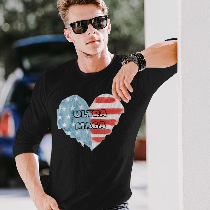 Ultra Maga And Proud Of It American Flag Vote Red Unisex Long Sleeve Gifts for Him