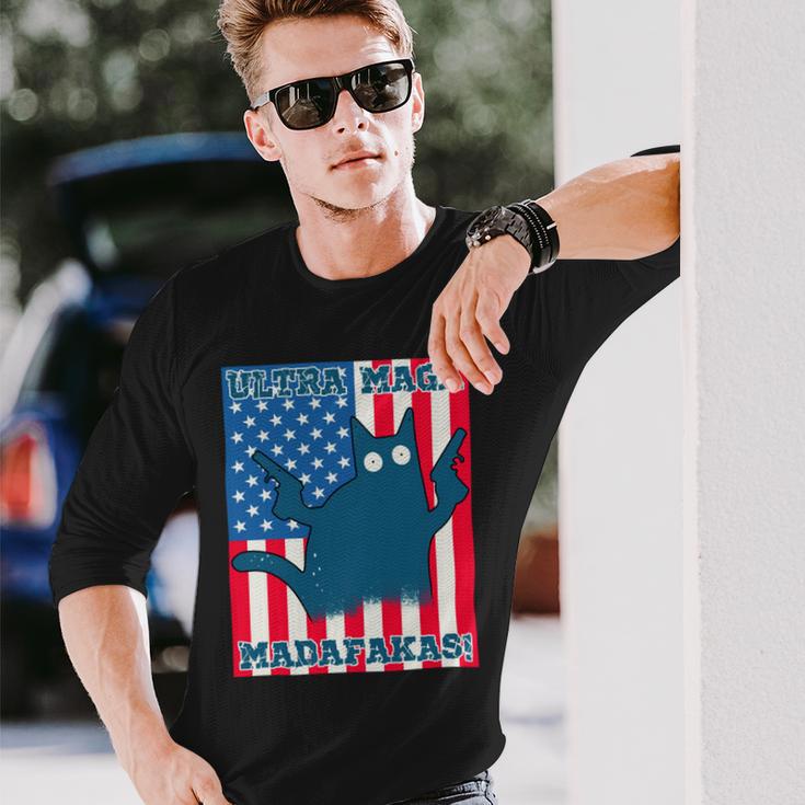 Ultra Maga Madafakas Cat American Flag Unisex Long Sleeve Gifts for Him