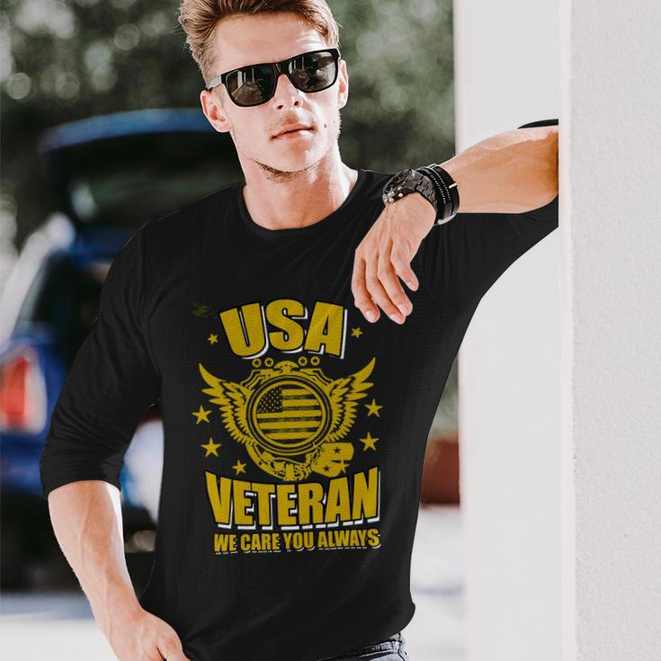 Veteran Veterans Day Usa Veteran We Care You Always 637 Navy Soldier Army Military Long Sleeve T-Shirt Gifts for Him