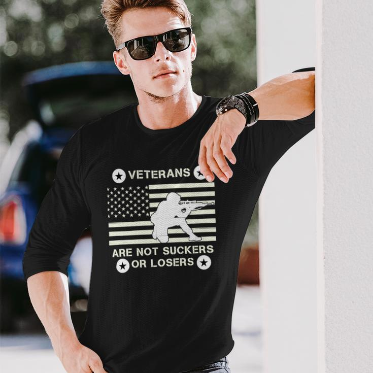 Veteran Veterans Are Not Suckers Or Losers 214 Navy Soldier Army Military Long Sleeve T-Shirt Gifts for Him