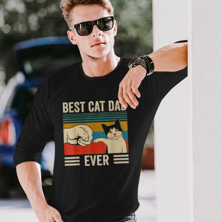 Vintage Best Cat Dad Ever Bump Fit Classic Long Sleeve T-Shirt T-Shirt Gifts for Him
