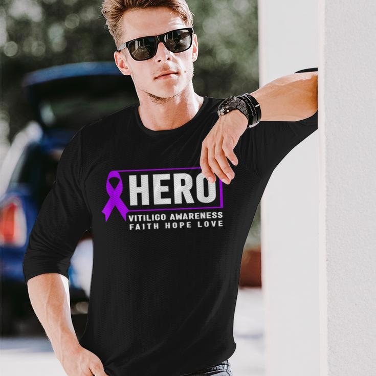 Vitiligo Awareness Hero Purple Vitiligo Awareness Long Sleeve T-Shirt Gifts for Him