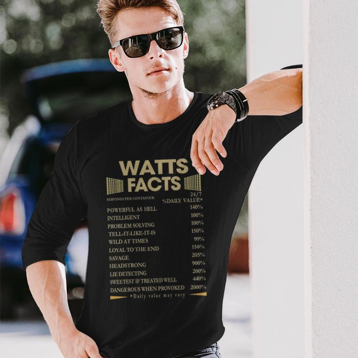 Watts Name Watts Facts Long Sleeve T-Shirt Gifts for Him