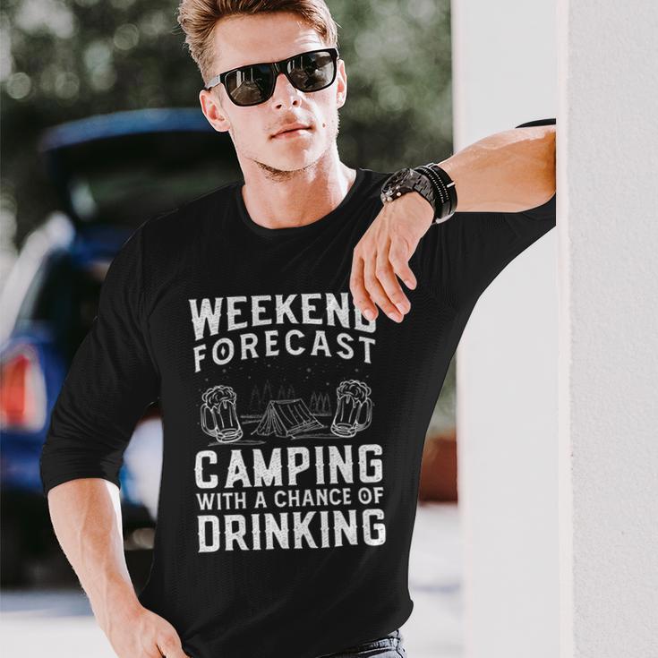 Weekend Forecast Camping With A Chance 22 Shirt Unisex Long Sleeve Gifts for Him