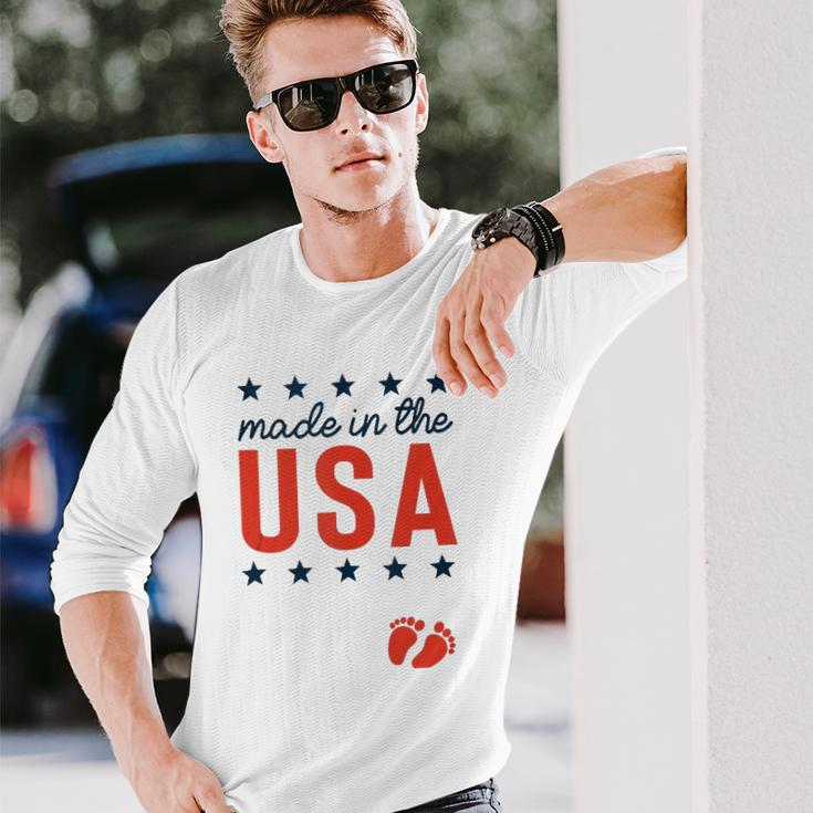4Th Of July Baby Pregnancy Announcement Made In The Usa Long Sleeve T-Shirt T-Shirt Gifts for Him