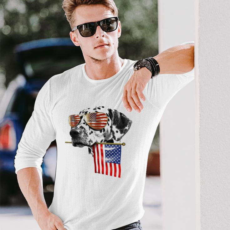 4Th Of July Fun American Flag Dalmatian Dog Lover Long Sleeve T-Shirt T-Shirt Gifts for Him