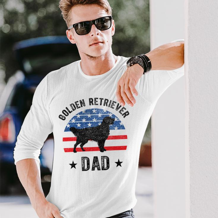 American Flag Golden Retriever Dad 4Th Of July V2V3 Long Sleeve T-Shirt Gifts for Him