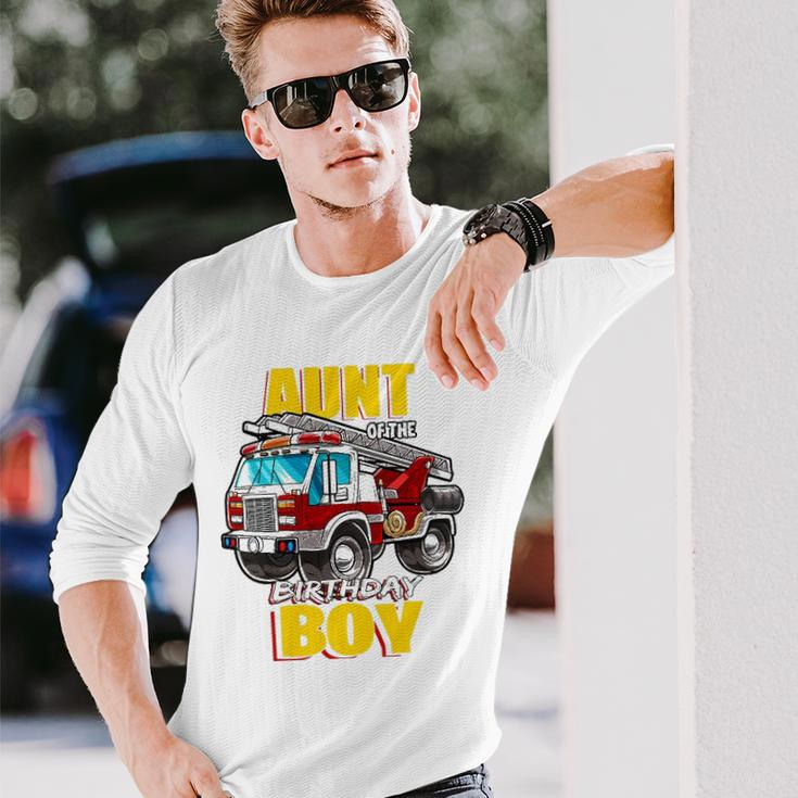 Aunt Of The Birthday Boy Matching Fireman Firetruck Long Sleeve T-Shirt T-Shirt Gifts for Him