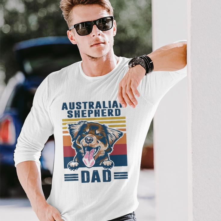 Australian Shepherd Dad Father Retro Australian Shepherd Long Sleeve T-Shirt T-Shirt Gifts for Him