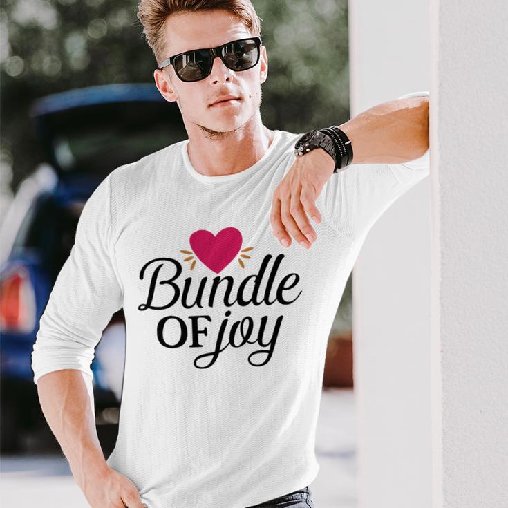 Baby Shower Text Design Bundle Of Joy Heart Unisex Long Sleeve Gifts for Him