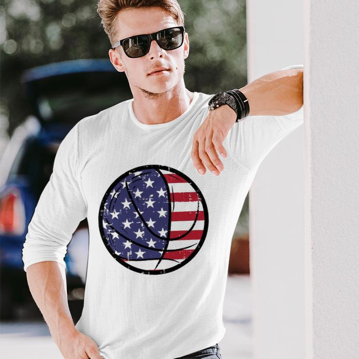 Basketball Fourth July 4Th Sports Patriotic Long Sleeve T-Shirt T-Shirt Gifts for Him