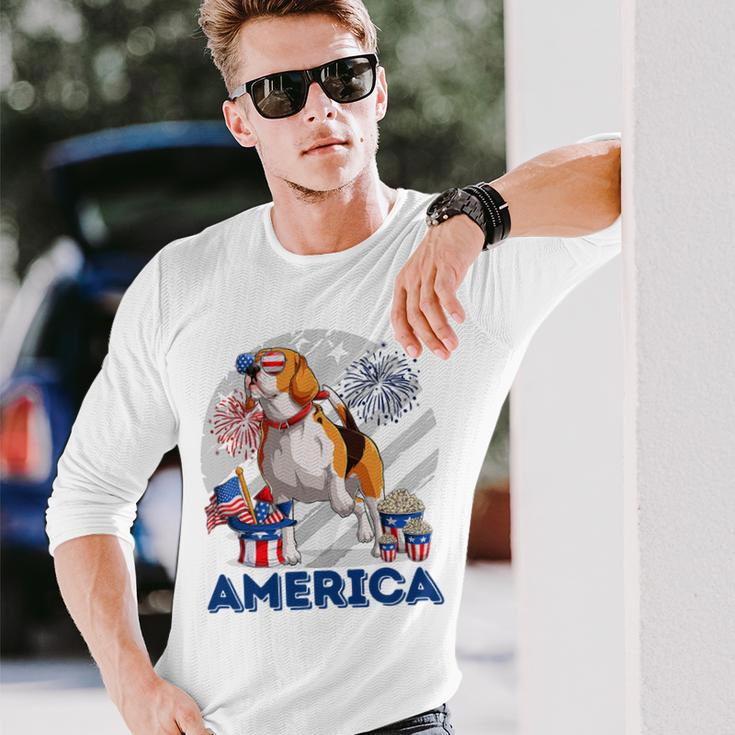 Beagle American Flag Sunglasses 708 Shirt Unisex Long Sleeve Gifts for Him