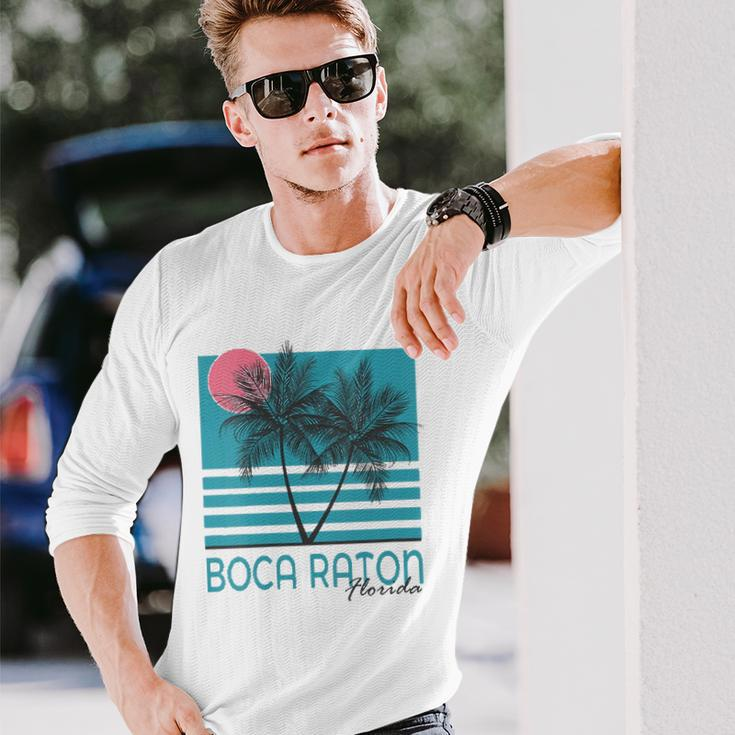 Boca Raton Florida Souvenirs Fl Palm Tree Vintage Long Sleeve T-Shirt T-Shirt Gifts for Him