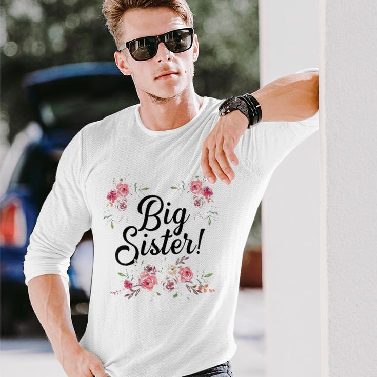 Cute Big Sister Floral Toddler Girl Long Sleeve T-Shirt T-Shirt Gifts for Him