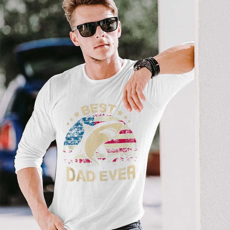 Daddy Shark Best Dad Papa Ever 4Th Of July Father Long Sleeve T-Shirt Gifts for Him