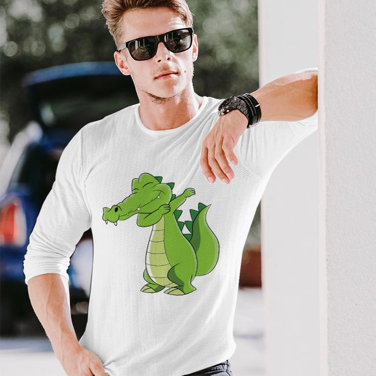 Dancing Alligator Dabbing Alligator Long Sleeve T-Shirt Gifts for Him