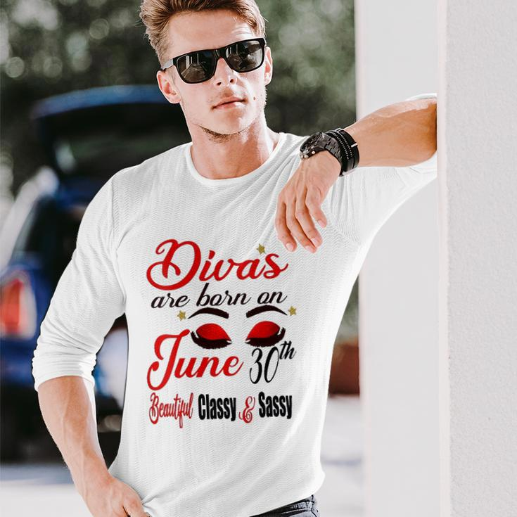 Divas Are Born On June 30Th Cancer Girl Astrology June Queen V Neck Long Sleeve T-Shirt T-Shirt Gifts for Him