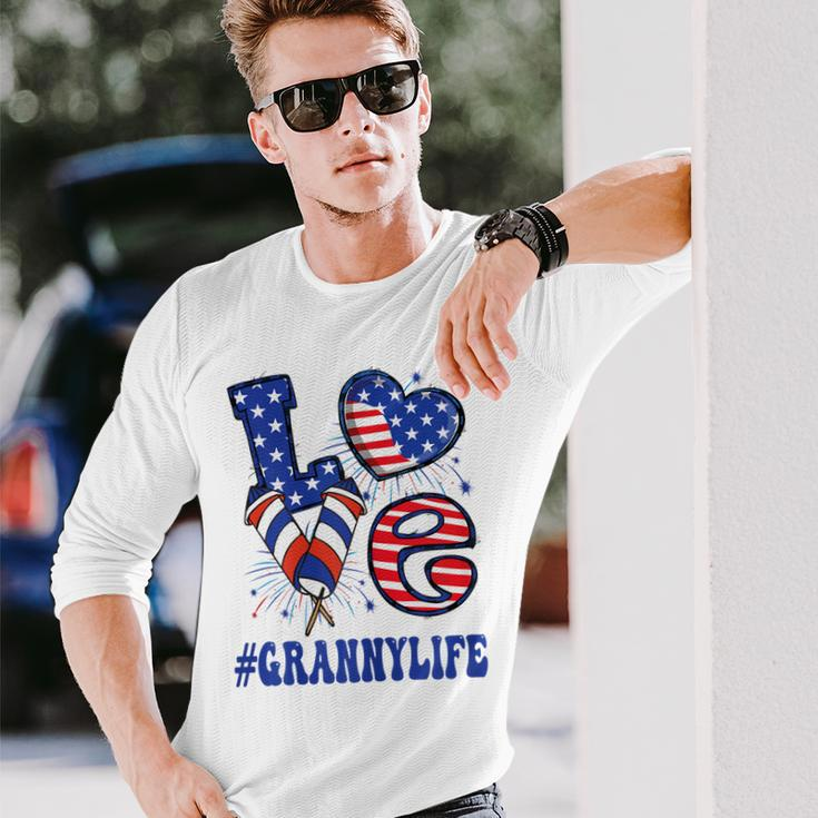 Granny Love Usa Flag Grandma 4Th Of July Matching Long Sleeve T-Shirt Gifts for Him