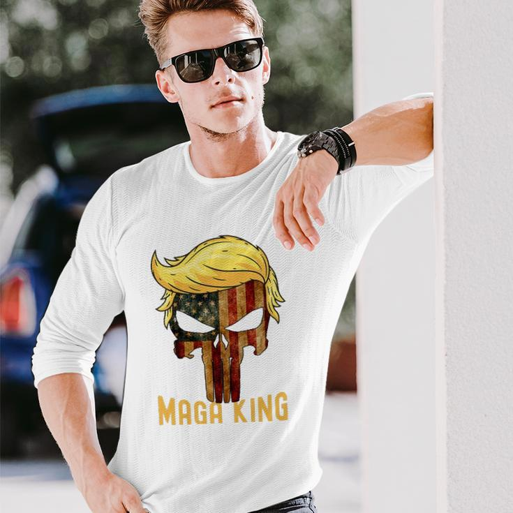 The Great Maga King Donald Trump Skull Maga King Long Sleeve T-Shirt T-Shirt Gifts for Him