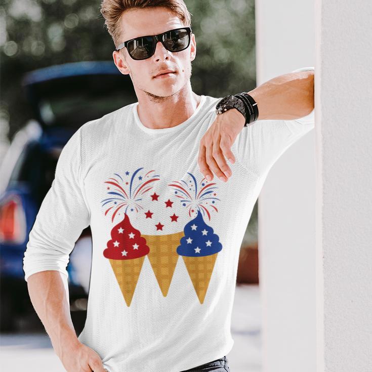 Memorial Day 4Th Of July Holiday Patriotic Ice Cream Unisex Long Sleeve Gifts for Him