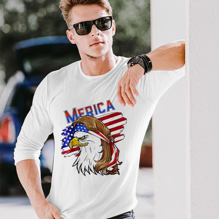 Merica Eagle American Flag Mullet Hair Redneck Hillbilly Long Sleeve T-Shirt T-Shirt Gifts for Him