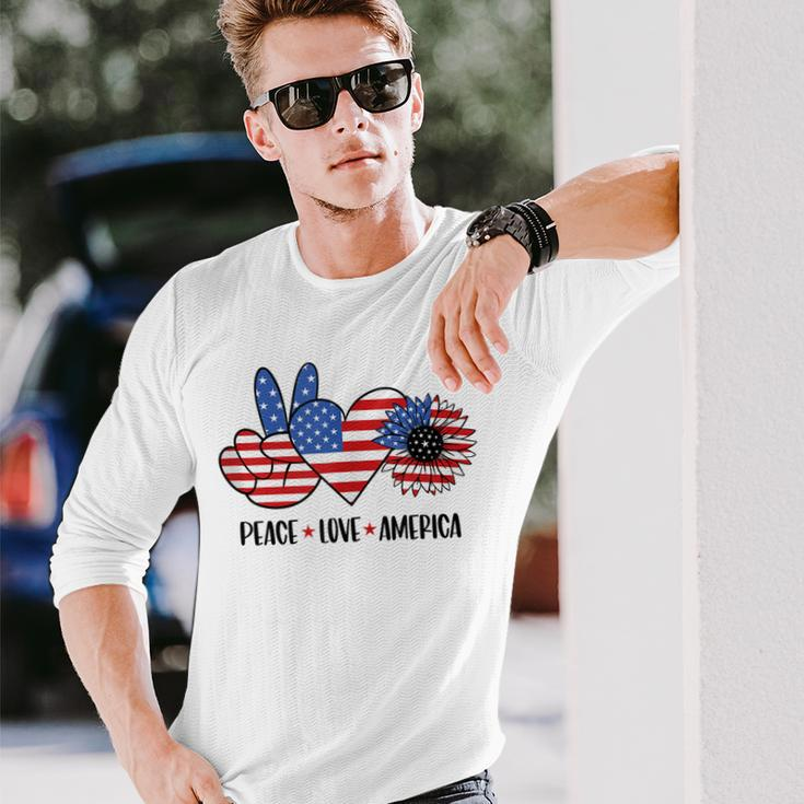 Patriotic 4Th Of July Peace Love America Long Sleeve T-Shirt Gifts for Him