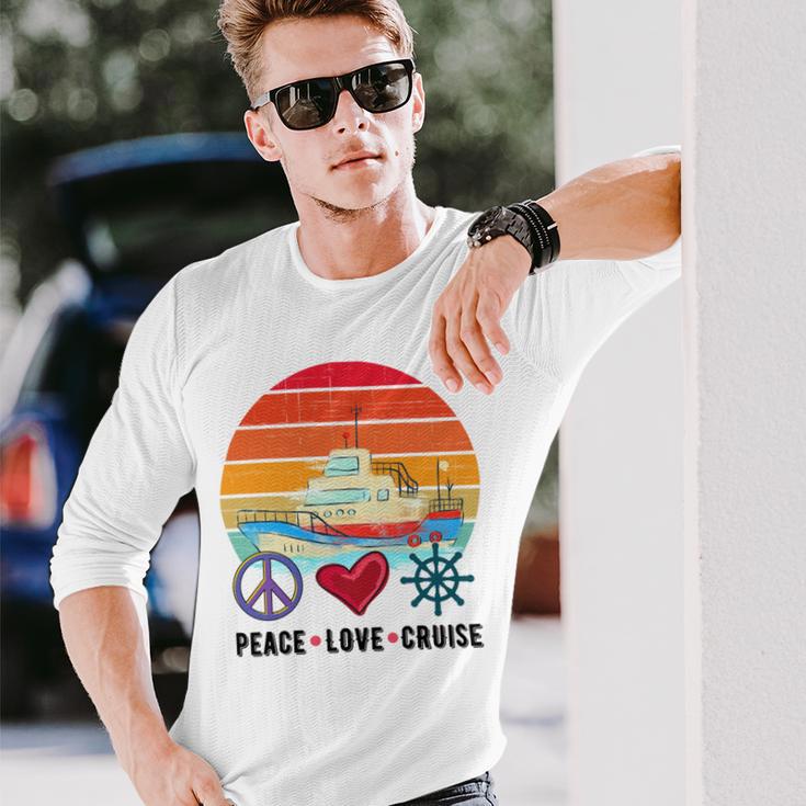 Peace Love Cruising Family Cruise Vacation Matching Gift Unisex Long Sleeve Gifts for Him